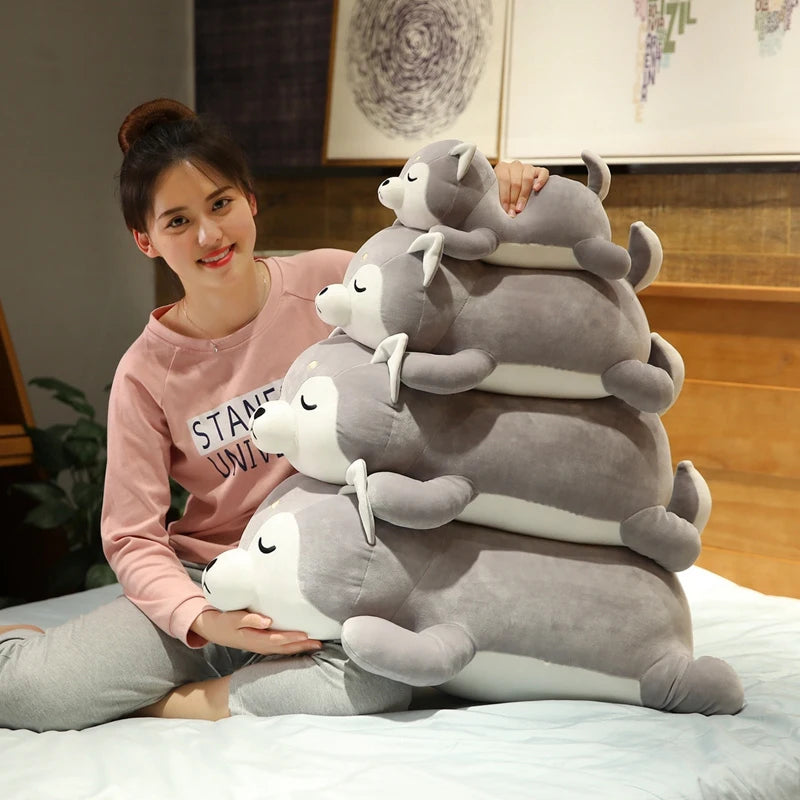 New Huge 35-75CM Cute Corgi & Shiba Inu Dog Plush Toys Kawaii Lying Husky Pillow Stuffed Soft Animal Dolls Children Baby Gift
