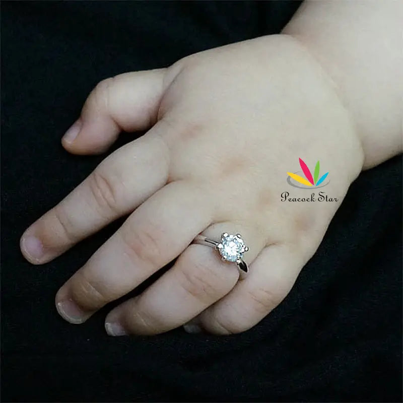 Peacock Star Newborn Baby Gift Solid 925 Sterling Silver Ring (Precious Metal) Photo Prop CFR8206