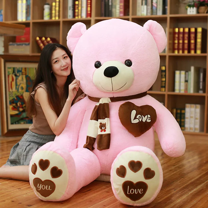 High Quality 80/100CM 4 Colors Teddy Bear With Scarf Stuffed Animals Bear Plush Toys Teddy Bear Doll Lovers Birthday Baby Gift