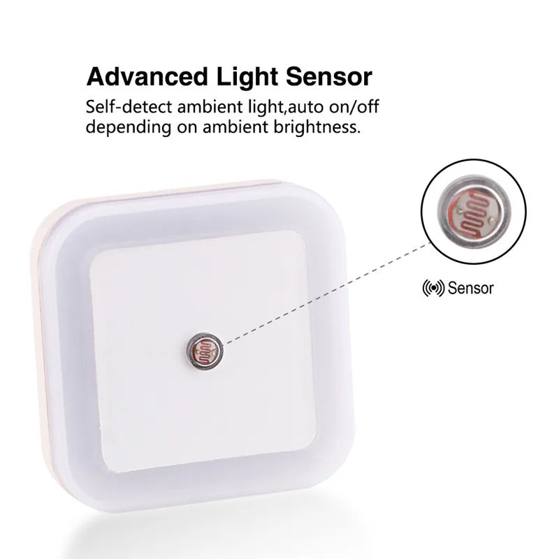 Sanyi Light Sensor Control Night Light Mini EU US Plug Novelty Square Bedroom Lamp For Baby Gift Romantic Colorful Night Light