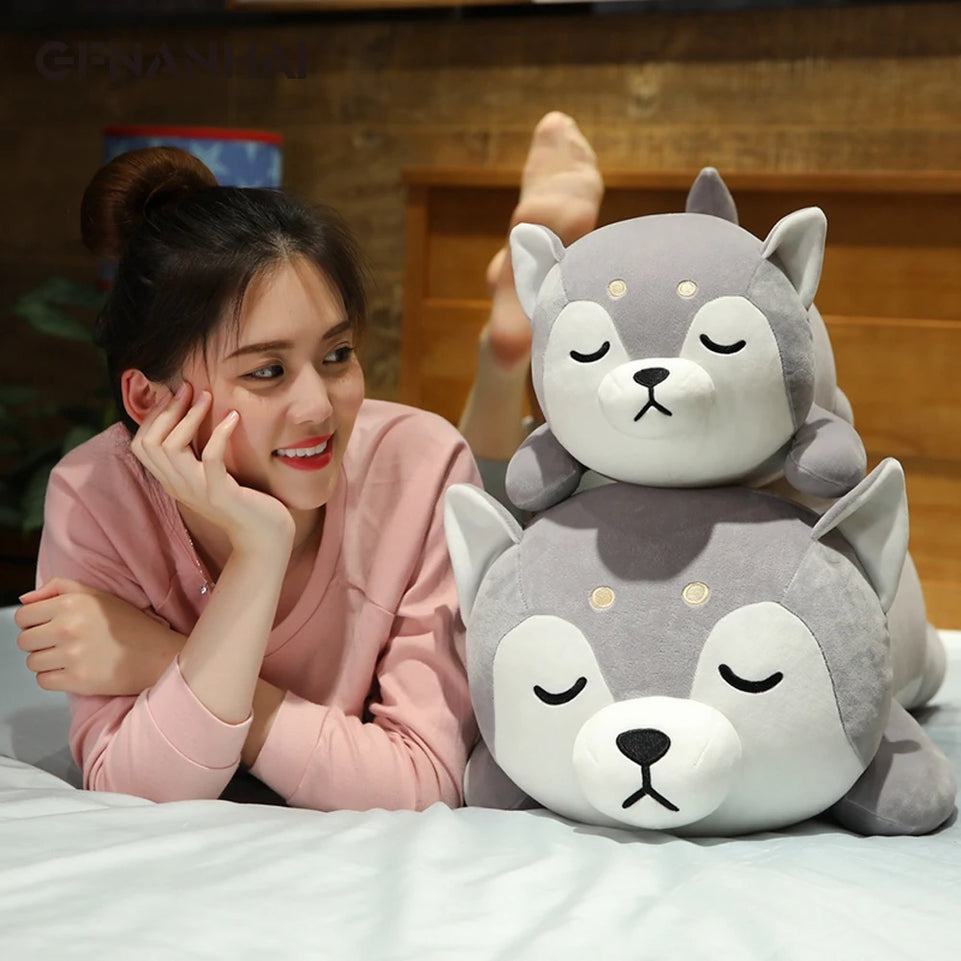 New Arrival 35-75CM Cute Corgi & Shiba Inu Dog Plush Toys kawaii Lying Husky Pillow Stuffed Soft Animal Dolls Children Baby Gift