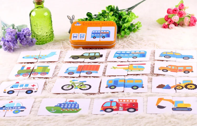 Baby Toys Infant Early Head Start Training Puzzle Cognitive Card Car Fruit Animal Life Set Pair Puzzle Baby Gift