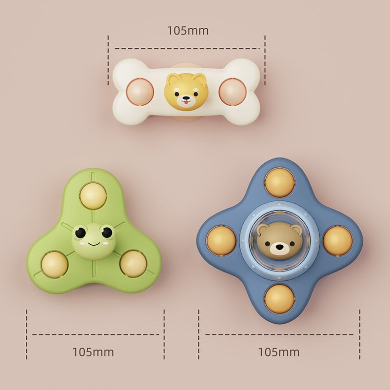 Baby Spinner Toys for Toddlers Bear Hand Fidget Spinner with Suction Cup Sensory Toys Stress Relief Baby Games Rotating Rattles